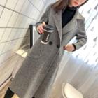 Double-breasted Long Coat Gray - One Size