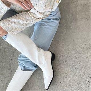 Pointy-toe Croc-grain Boots