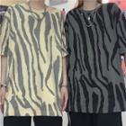 Zebra-print Short-sleeve Round Neck T-shirt