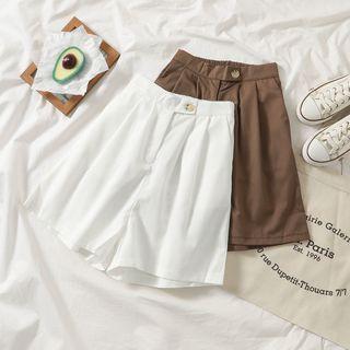 Plain High-waist Casual Shorts