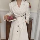 Set: Asymmetrical Blazer + Midi A-line Skirt