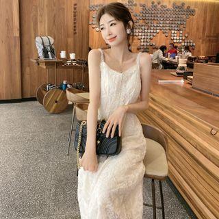 Spaghetti-strap Lace Embroidered Dress