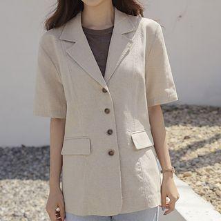 Short-sleeve Seam-trim Blazer