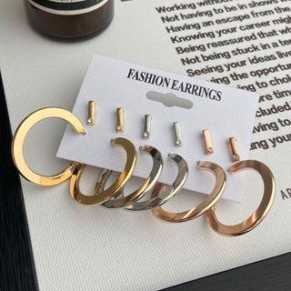 Set Of 3 Pairs: Hoop Earring B05-03-08 - As Shown In Figure - One Size