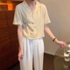 Short-sleeve Blouse / Wide Leg Pants