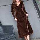 Long-sleeve Velvet Sleep Dress