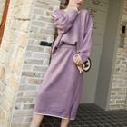 Set: Contrast Trim Sweater + Midi Straight-fit Skirt