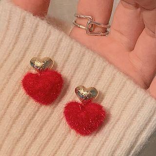 Heart Alloy Flannel Dangle Earring