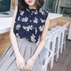 Floral Print Sleeveless Chiffon Blouse