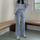 Straight-leg Zip Accent Jeans