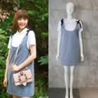Peter Pan-collar Top / Striped Jumper Dress
