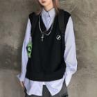Embroidered Sweater Vest Black - One Size