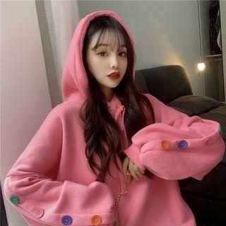 Button Accent Long-sleeve Hoodie