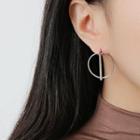 925 Sterling Silver Geometric Earring 1 Pair - 925 Silver - With Silver Earring Backs - Silver - One Size