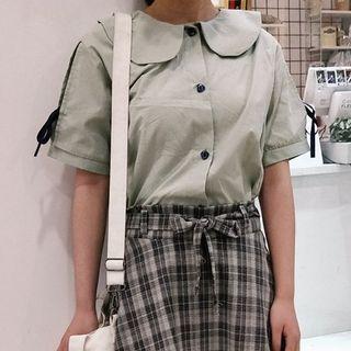 Tie-back Short-sleeve Blouse