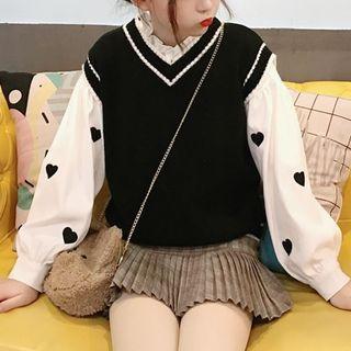 Heart Printed Long Sleeve Blouse