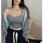 Houndstooth Camisole Top / Loose Shirt