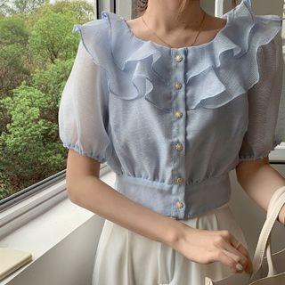 Short-sleeve Ruffle Blouse Cropped Blouse