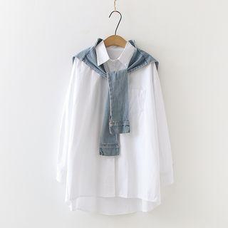 Set: Long-sleeve Shirt + Denim Cape