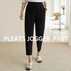 Pocket-side Pleated Baggy Pants Black - One Size