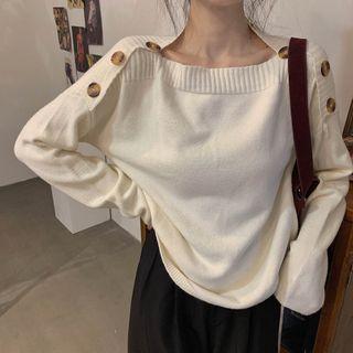 Button Shoulder Detailed Sweater