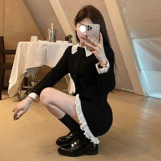 Set: Plain Cropped Jacket + Mini A-line Skirt