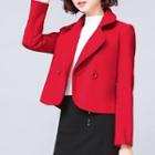 Notch Lapel Double Breasted Cropped Coat