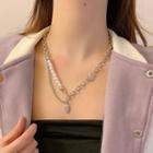 Heart Pendant Faux Pearl Alloy Necklace White - One Size