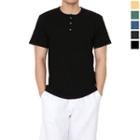 Short-sleeve Colored Henley