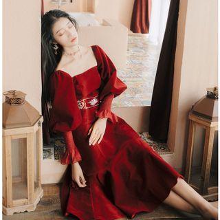 Square-neck Embroidered A-line Dress (various Designs)