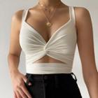 Ruched Cut-out Cropped Camisole Top