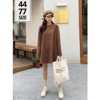 Crew-neck Loose-fit Dress With Sash