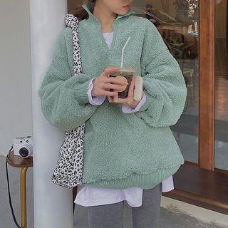 Fleece Polo Sweatshirt Mint Green - One Size