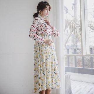 Hanbok Sleeveless Maxi Dress (floral / Mustard Yellow)