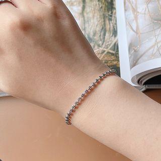 Sterling Silver Beaded Bracelet S112 - Silver - One Size