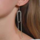Rhinestone Fringed Earring 1 Pair - 01 - 9577 - Gold - One Size