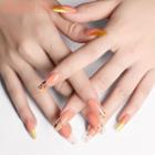 Clear Glitter Faux Nail Tips Sm19201104 - Orange & Gold - One Size