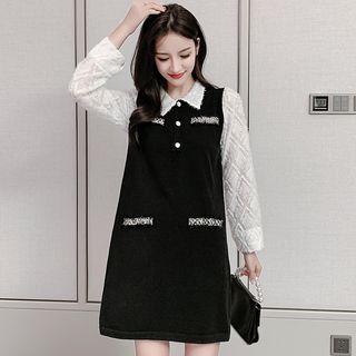 Long-sleeve Panel Sweater Dress