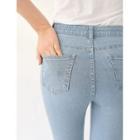 Band-waist Slit Boot-cut Jeans