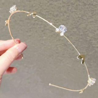 Rhinestone Alloy Headband Ly261 - Silver - One Size