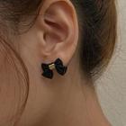 Bow Ear Stud 1 Pair - Black - One Size