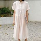 Short-sleeve Midi Shirt Dress Pink - One Size