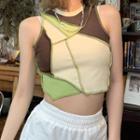 Color Panel Sleeveless Crop Top