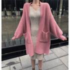 Sleeveless Knit Dress / Long Open-front Cardigan