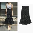 Plain Tank Top / Dot Chiffon Skirt