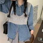 Cropped Sweater Vest / Denim Shirt