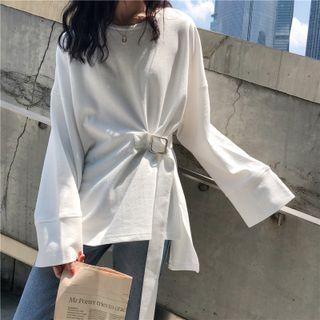 Round-neck Plain Asymmetrical Top