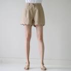 Scalloped Linen Blend Shorts