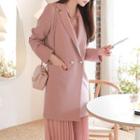 Faux-pearl Button Long Jacket