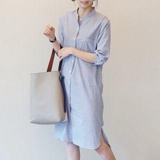 Puff-sleeve Knotted-back A-line Dress